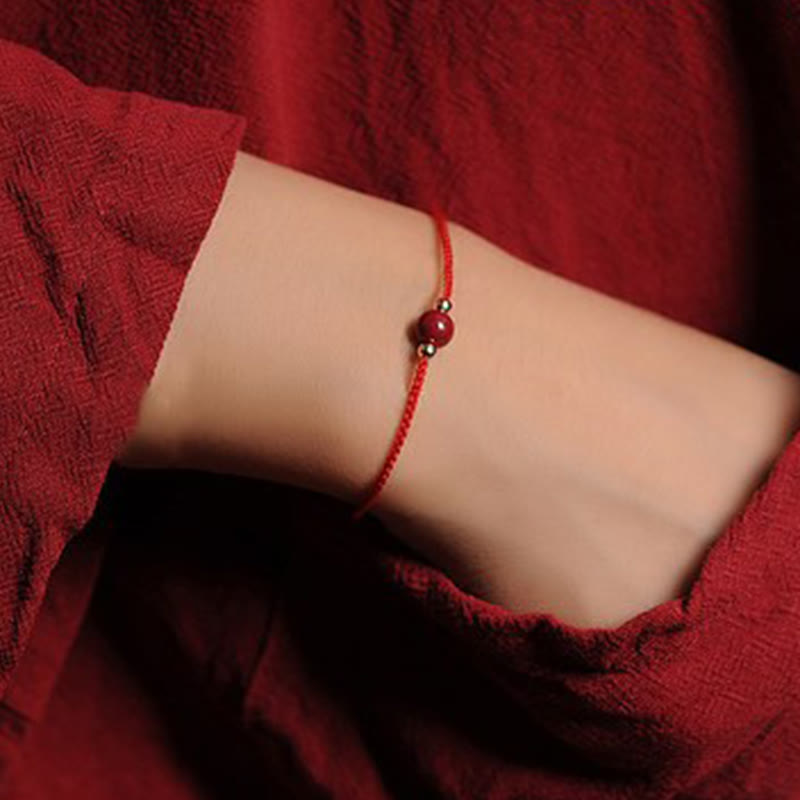 Wear FengShui 14K Gold Plated Natural Cinnabar Blessing String Braided Bracelet