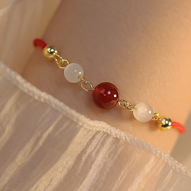 Wear FengShui Red Agate Cat Eye Braided String Confidence Bracelet