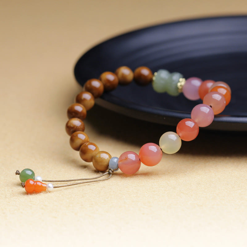 Wear FengShui Kuka Seed Yanyuan Agate Hetian Jade Wealth Protection Bracelet