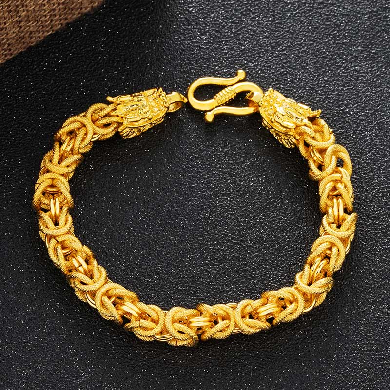 Wear FengShui 24k Gold Plated Double Headed Dragon Protection Bracelet