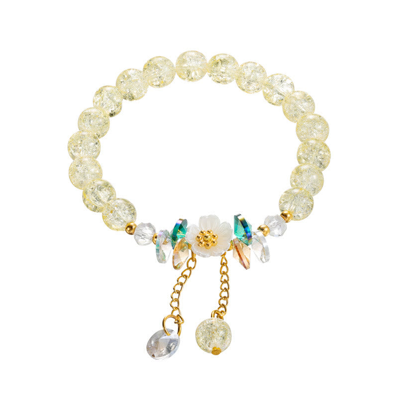 Wear FengShui Simple Design Flower Charm Glass Bead Bracelet