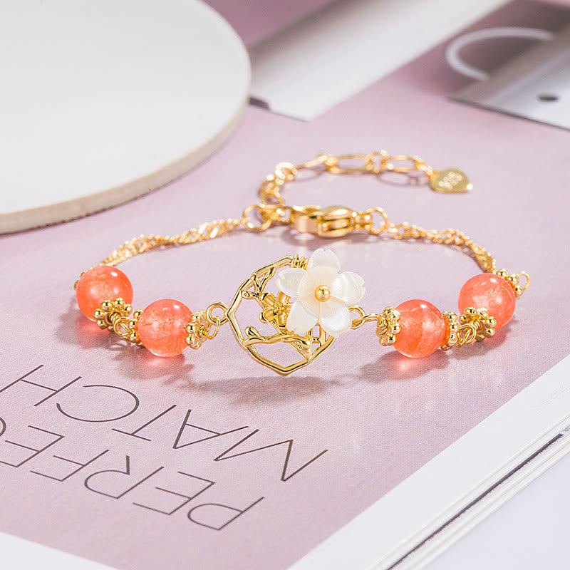 Wear FengShui Red Agate Tridacna Stone Flower Confidence Bracelet