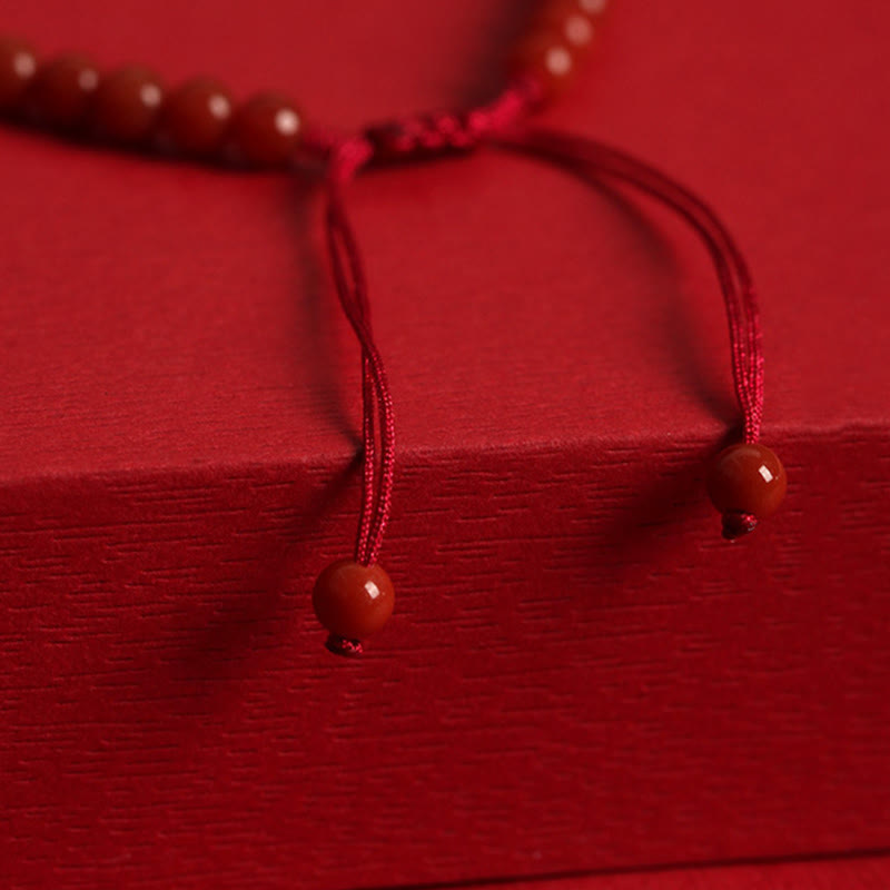 Wear FengShui Natural Red Agate Hetian Jade Double Peace Buckle Confidence Bracelet