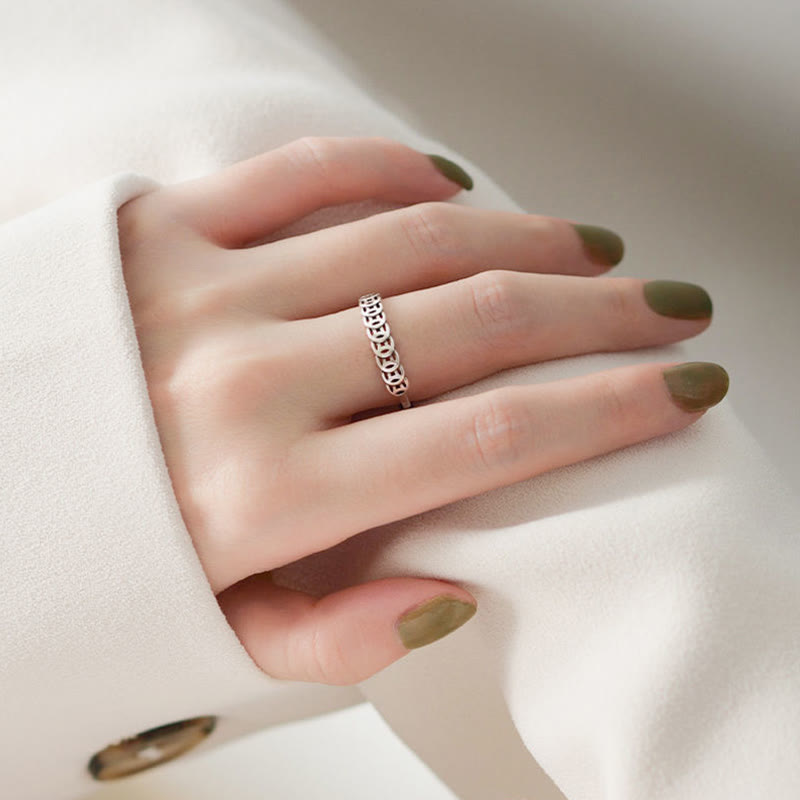 Wear FengShui Vintage Copper Coin Design Luck Adjustable Ring