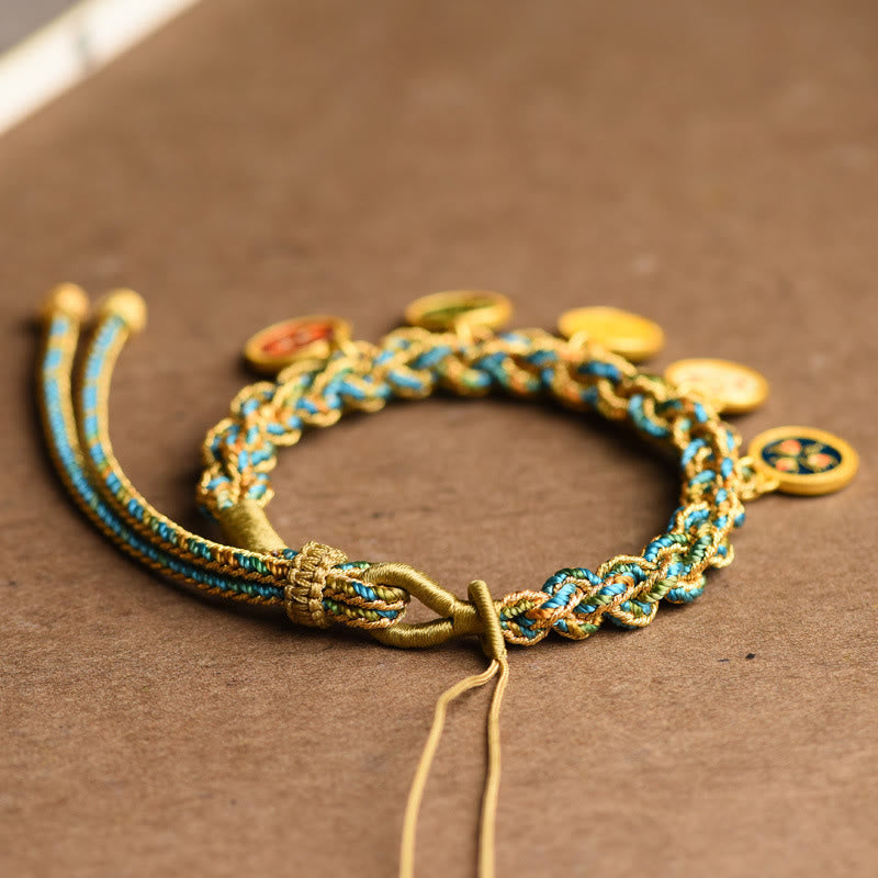 Wear FengShui Tibetan Five God Of Wealth Luck Handcrafted Braid String Bracelet