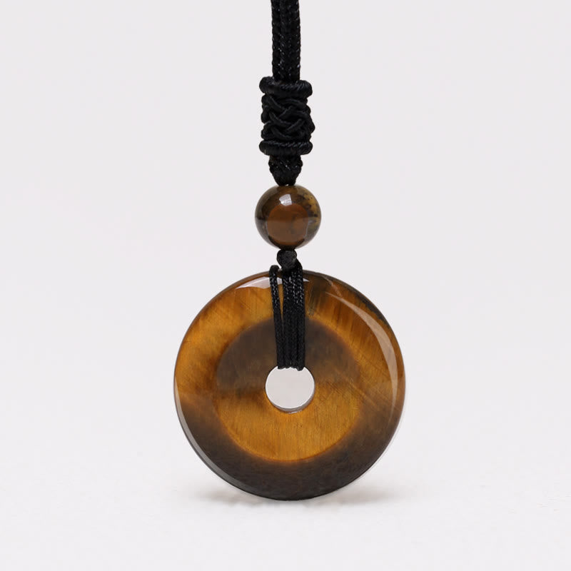 Wear FengShui Lucky Coin Pendant Healing Crystal Gemstone Necklace