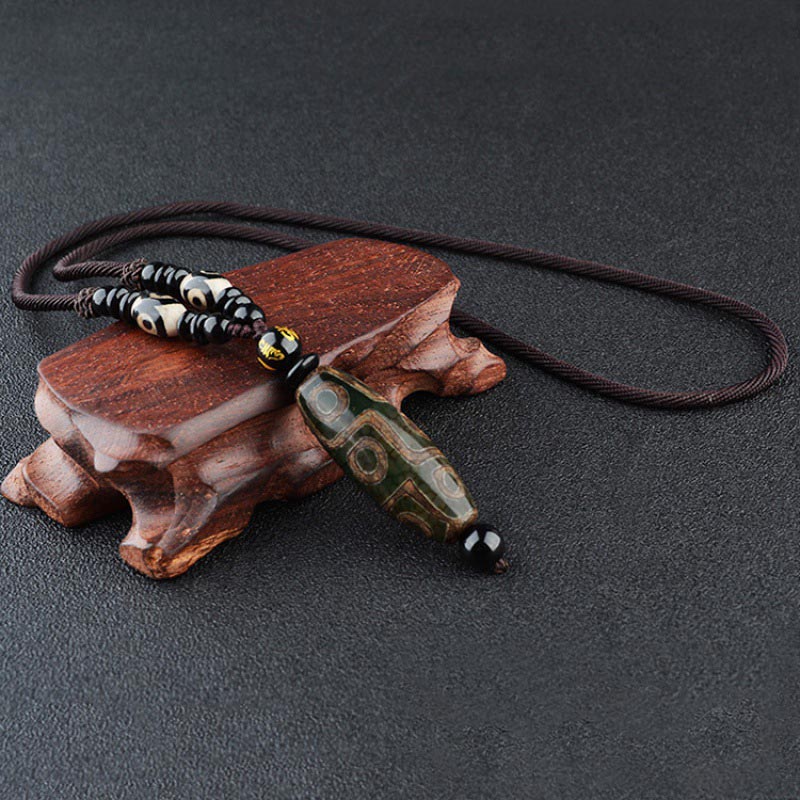 Wear FengShui Nine-Eye Dzi Bead Wealth Protection Necklace