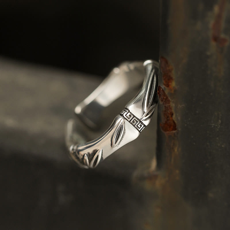 Wear FengShui Simple Bamboo Design Copper Luck Wealth Adjustable Ring