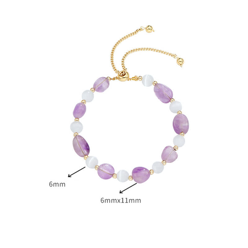 Wear FengShui Amethyst Pink Crystal Black Rutilated Quartz Spiritual Awareness Bracelet