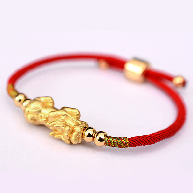 Wear FengShui 24K Gold-Plated PiXiu Luck Red String Bracelet