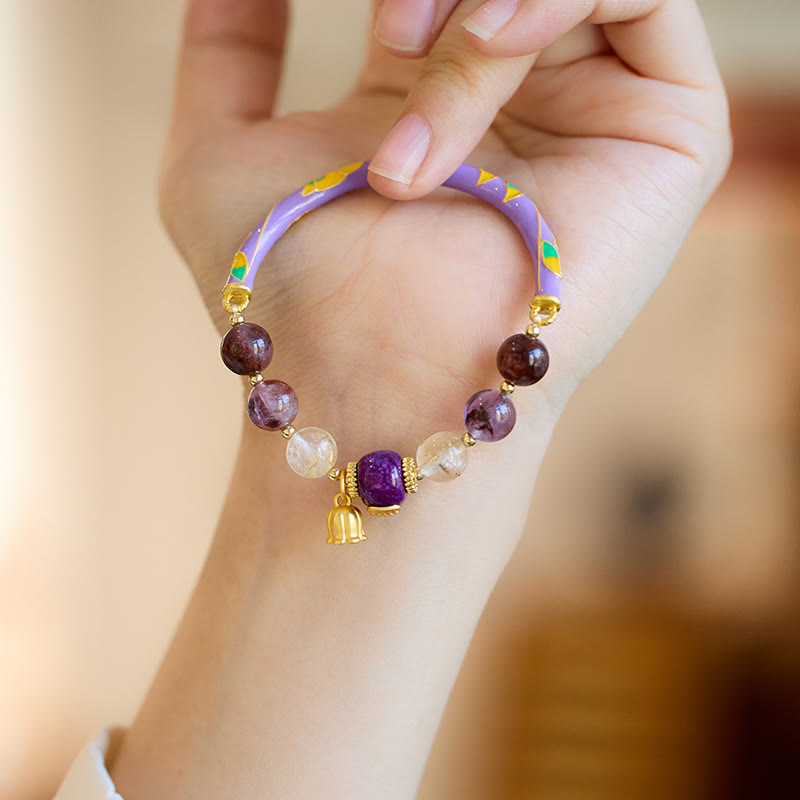 Wear FengShui Purple Phantom Purple Jade Scripture Citrine Love Wisdom Bracelet Bangle