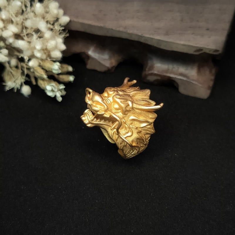 Wear FengShui Golden Dragon Luck Protection Ring