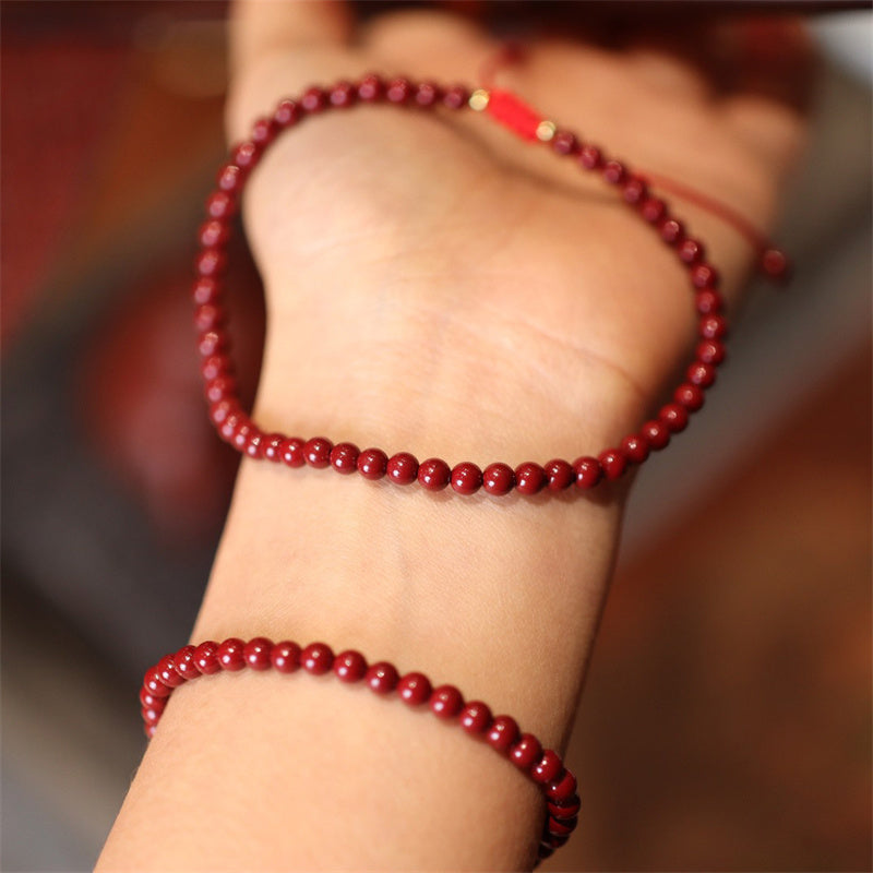 Wear FengShui Natural Cinnabar Blessing Red String Braided Bracelet Anklet