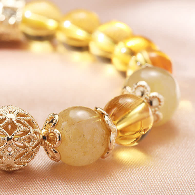 Wear FengShui Citrine Generosity Prosperity Beaded Bracelet