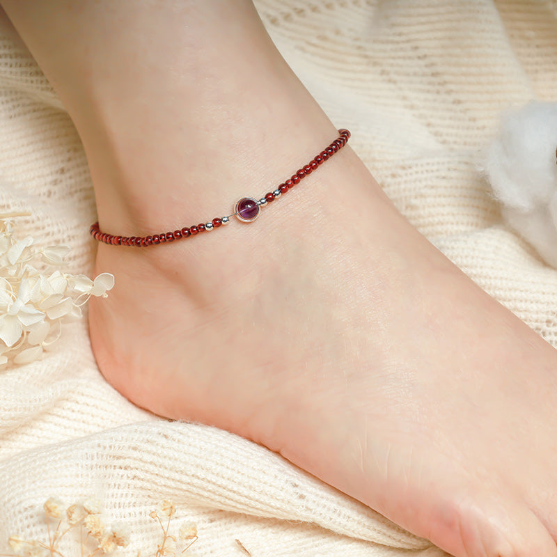 Wear FengShui Garnet Amethyst Purification Calm Anklet