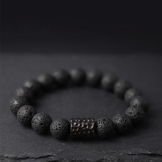Wear FengShui Lava Rock Ebony Wood Tiger Eye Support Healing Bracelet
