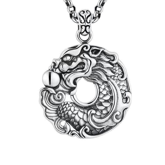 Wear FengShui Koi Fish Dragon Peace Buckle Wealth Necklace Pendant