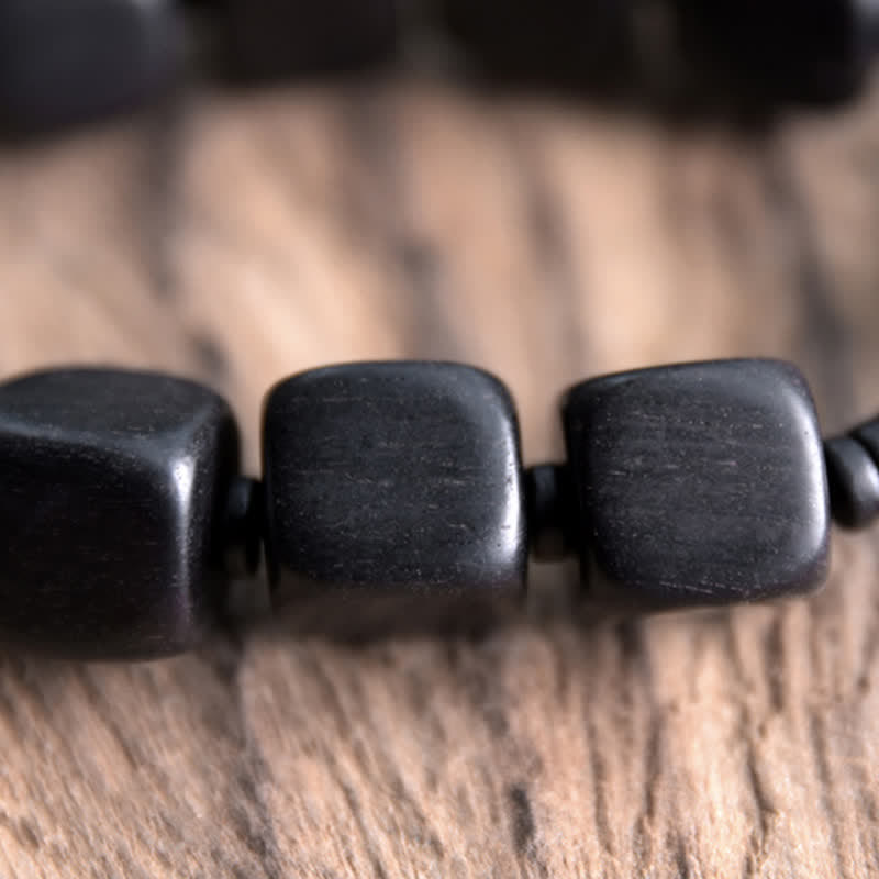 Wear FengShui Tibetan Ebony Wood Dzi Bead Strength Bracelet