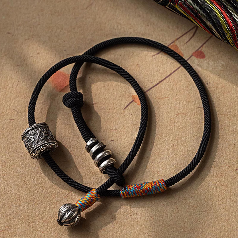 Wear FengShui Tibetan Om Mani Padme Hum Carved Amulet Double Wrap Bracelet