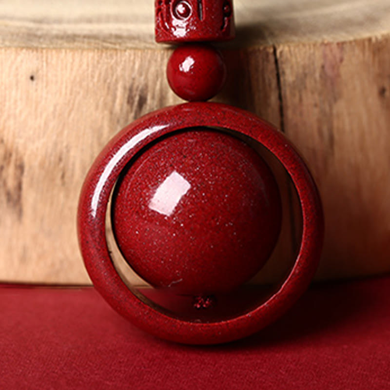 Wear FengShui Cinnabar Om Mani Padme Hum PiXiu Blessing Lucky Bead Necklace Pendant
