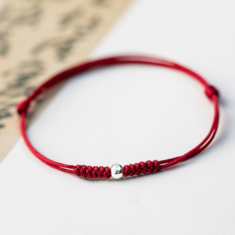 Wear FengShui 925 Sterling Silver Luck Bead Protection Red String Braided Bracelet