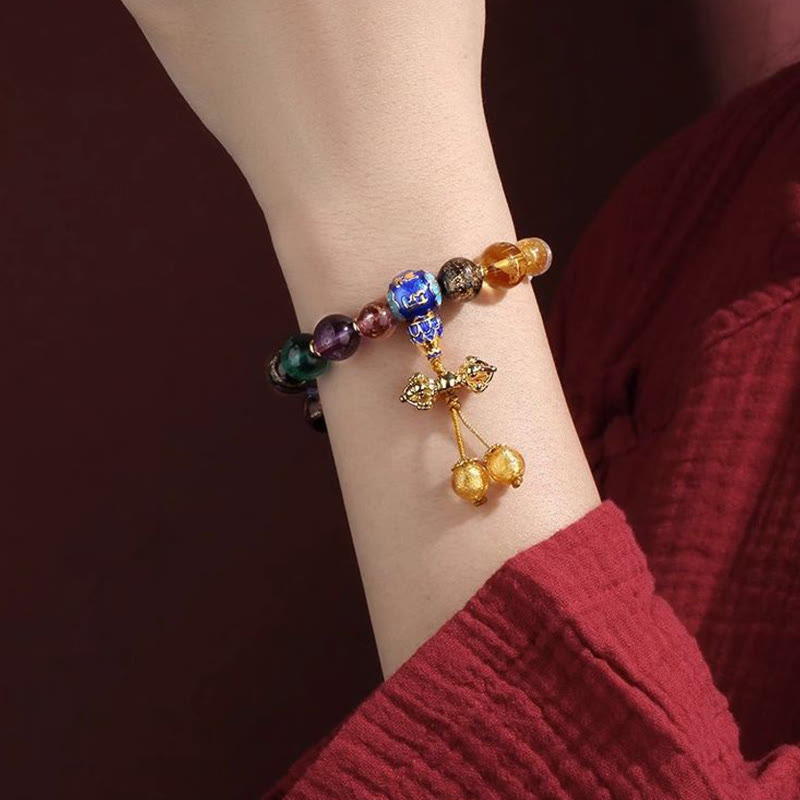 Wear FengShui Tibetan Colorful Incense Ash Liuli Glass Bead Om Mani Padme Hum Dorje Vajra 18 Beads Wrist Mala