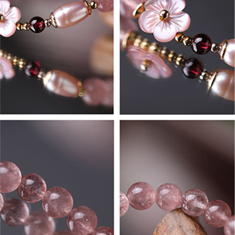 Wear FengShui Strawberry Quartz Peach Blossom Love Bracelet