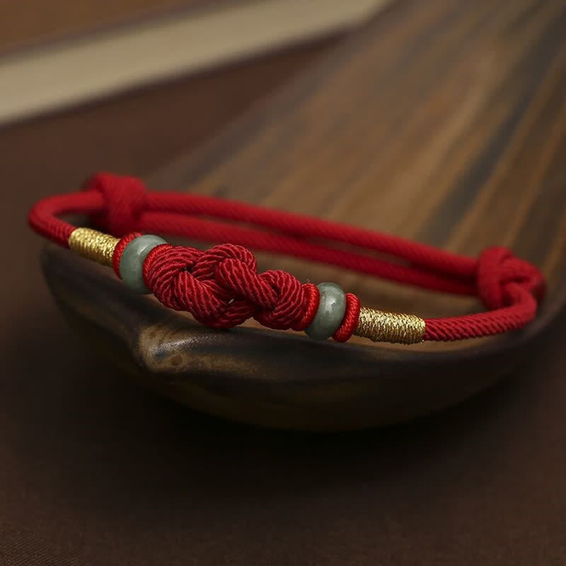 Wear FengShui Red String Jade Luck Fortune Knot Braided Couple Bracelet