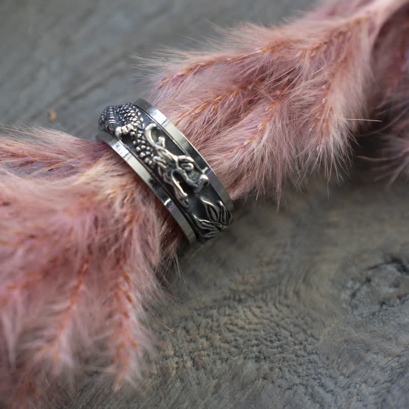 Wear FengShui Dragon Titanium Steel Stimulation Rotatable Ring