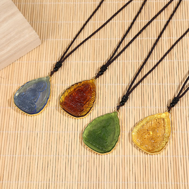 Wear FengShui Tibetan Buddha Liuli Crystal Serenity Necklace Pendant