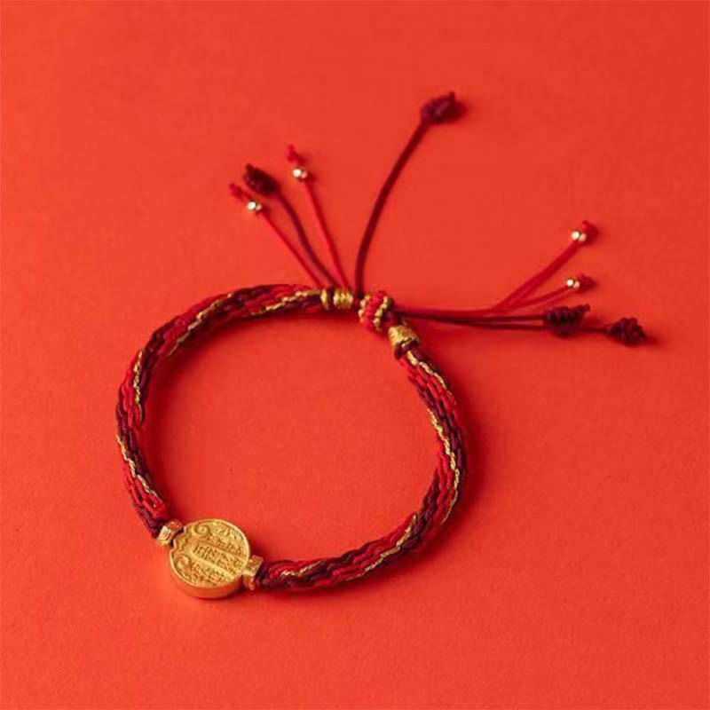 Wear FengShui Five Directions Gods of Wealth Handmade Reincarnation Knot Protection String Braid Bracelet