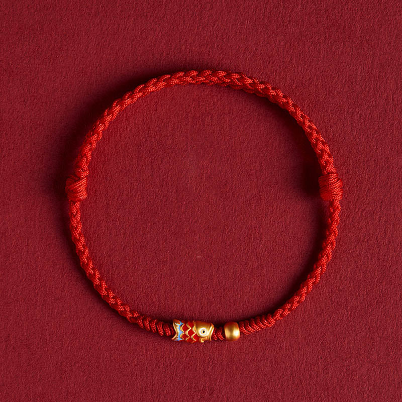 Wear FengShui 925 Sterling Silver Handmade Koi Fish Wealth Success Braided Rope Bracelet