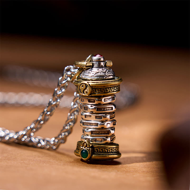 Wear FengShui Yin Yang Tower Copper Balance Rotatable Necklace Pendant