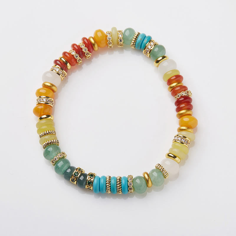 Wear FengShui Natural Red Agate Jade Rainbow Confidence Bracelet