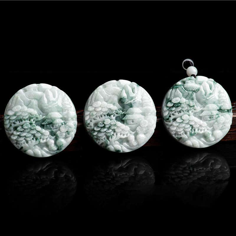 Wear FengShui Mountain Landscape Jade Abundance String Necklace