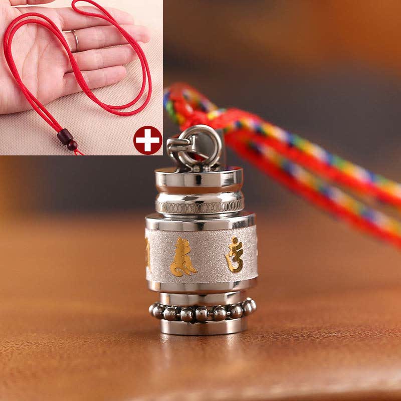 Wear FengShui Tibet Om Mani Padme Hum Shurangama Mantra Titanium Steel Wisdom Amulet Necklace Pendant