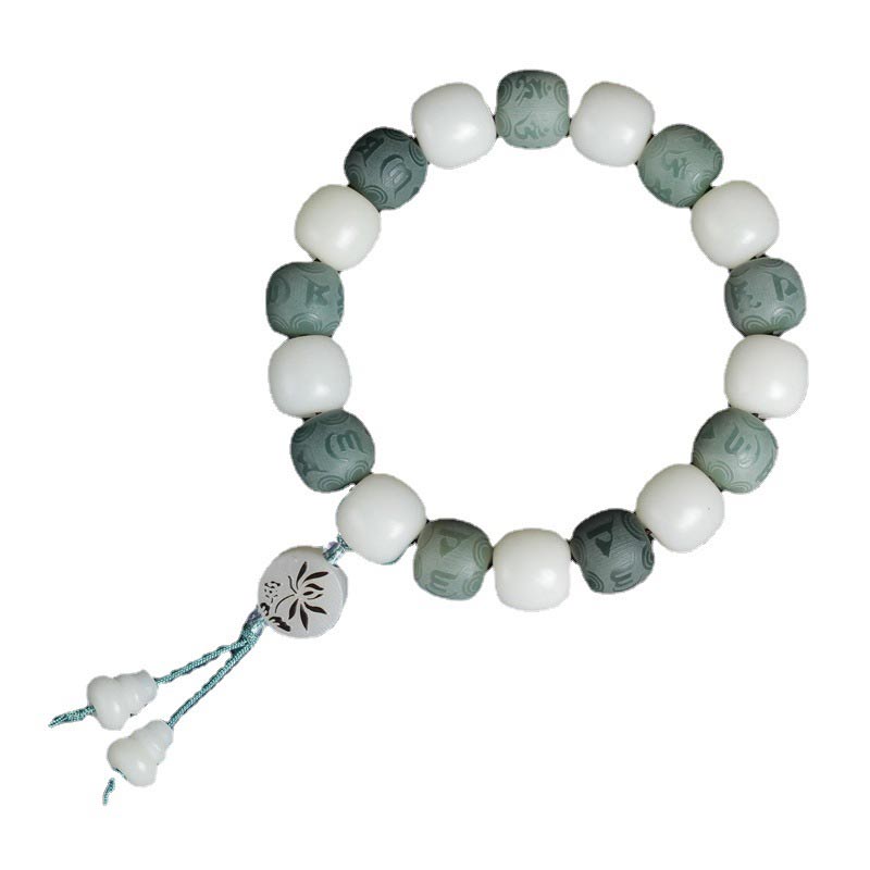 Wear FengShui White Bodhi Six True Words Protection Bracelet