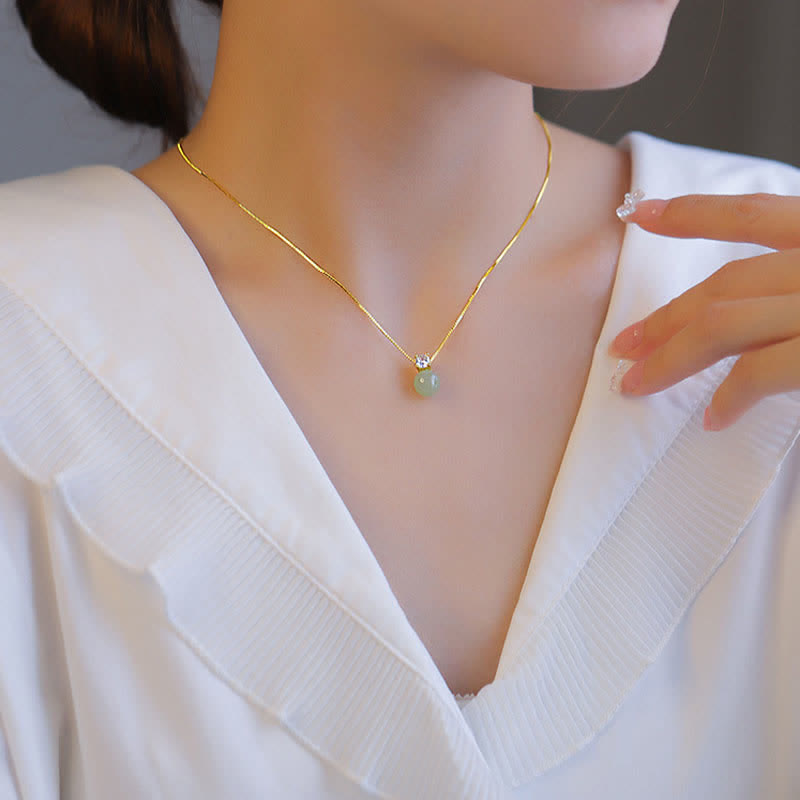 Wear FengShui Lucky Bead Jade Prosperity Chain Necklace Pendant