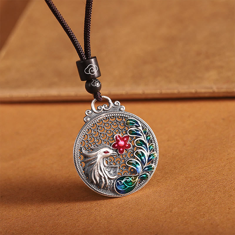 Wear FengShui 990 Sterling Silver Phoenix Luck Protection Necklace Pendant