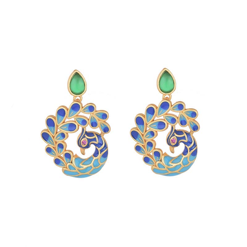 Wear FengShui Natural White Peacock Green Agate Fortune Earrings