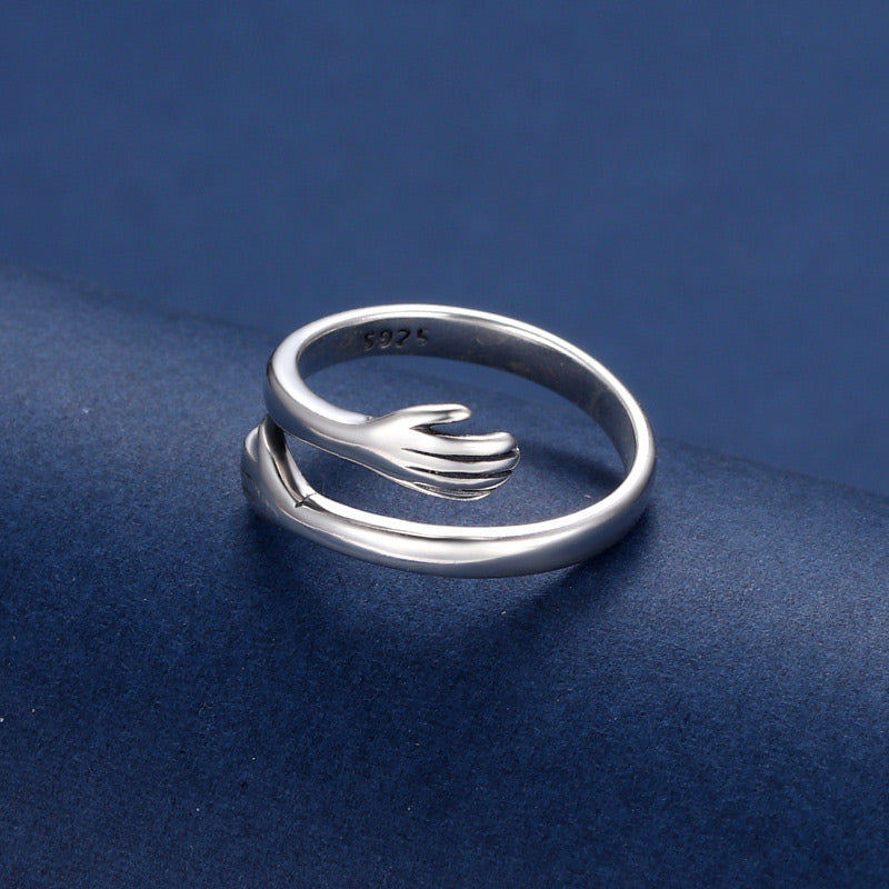 Wear FengShui 925 Sterling Silver Love Hug Thumb Ring