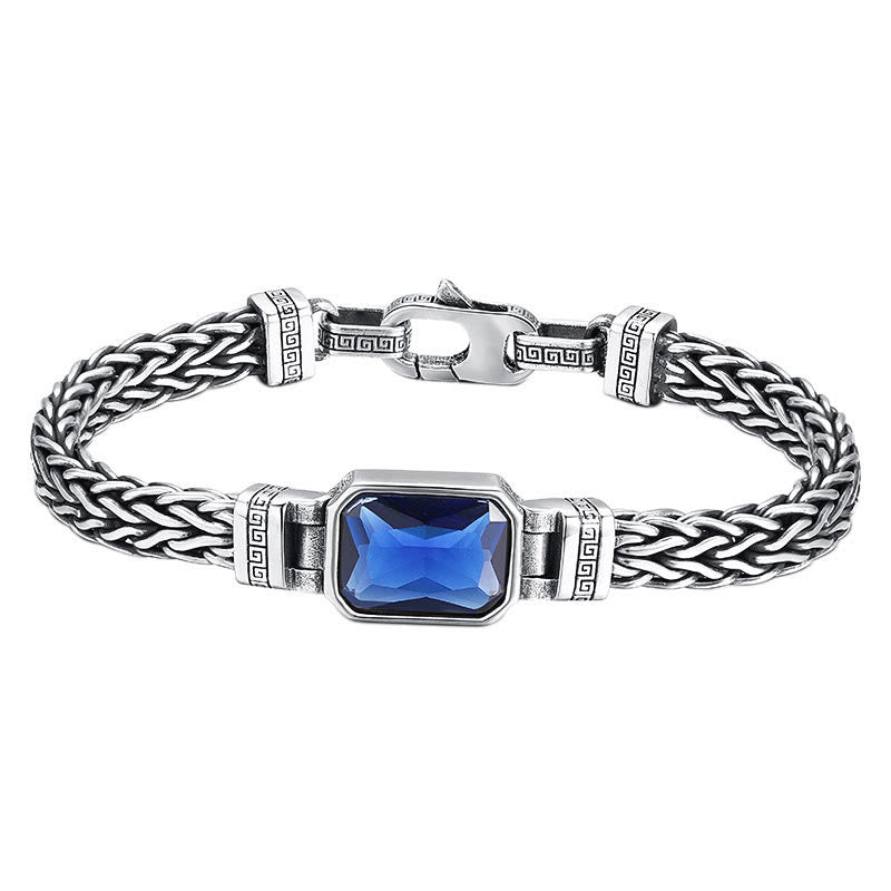 Wear FengShui Retro Blue Acrylic Dragon Keel Braided Design Healing Wealth Buckle Bracelet