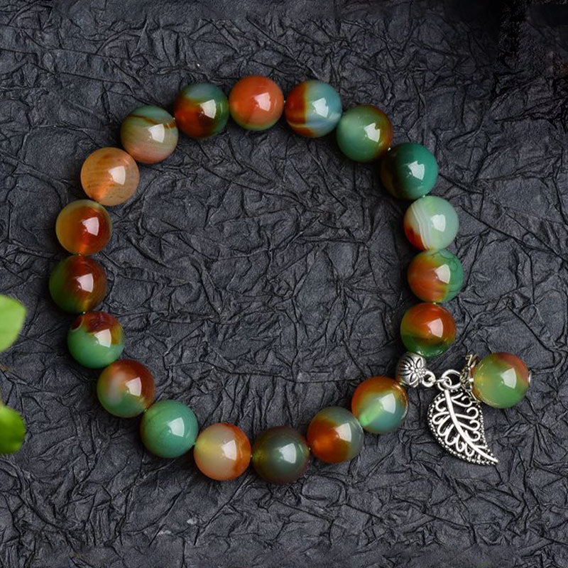 Wear FengShui Tibetan Natural Green Agate Healing Bracelet