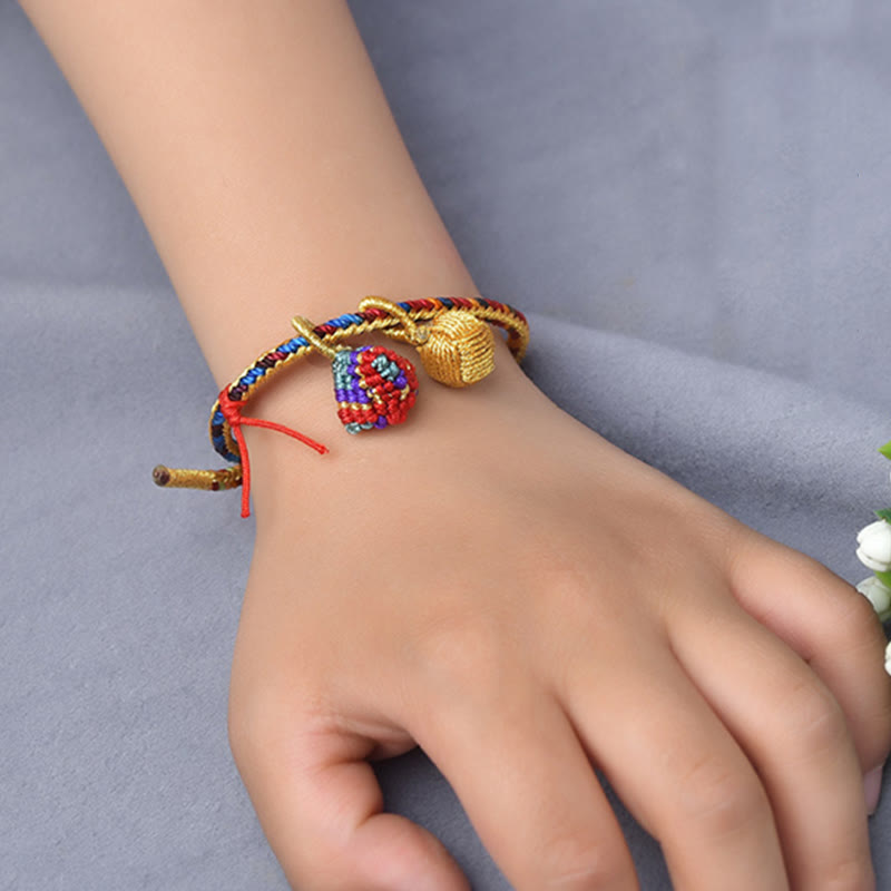 Wear FengShui Colorful Rope Luck Handmade Zongzi Golden Ball Charm Bracelet