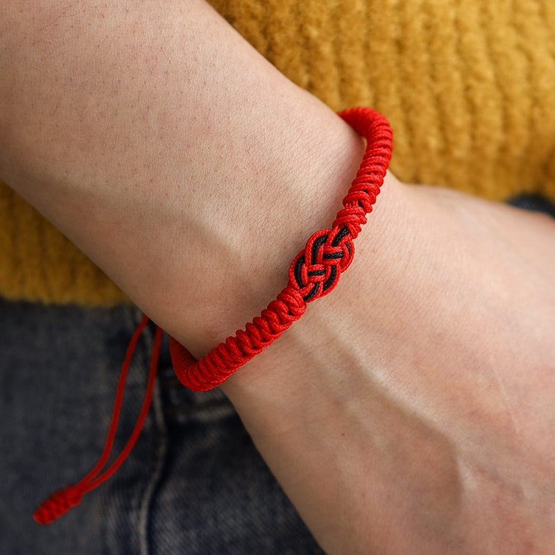 Wear FengShui 2Pcs Tibetan Luck Chinese Knot Protection String Bracelet