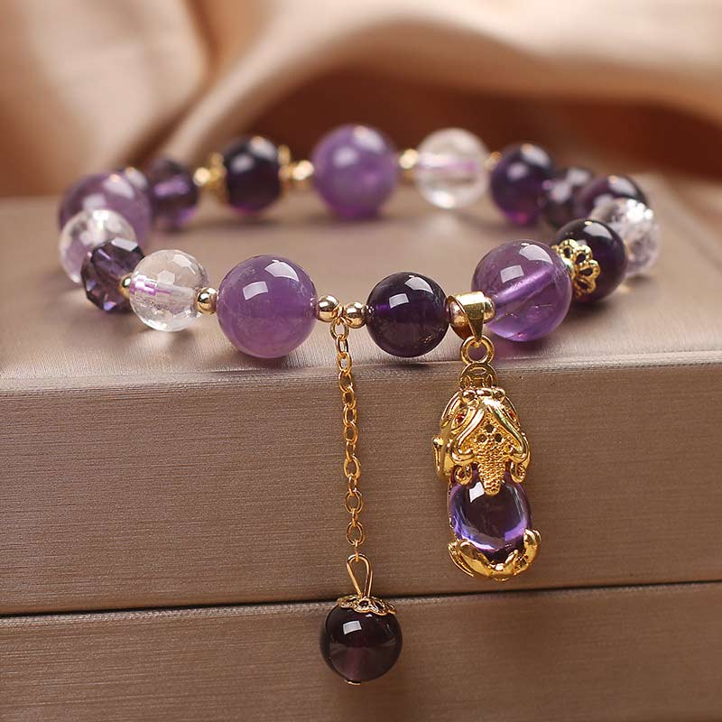 Wear FengShui  Natural Amethyst PiXiu Healing Bracelet