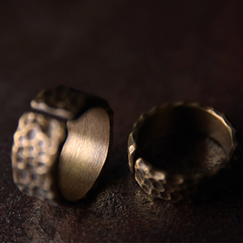 Wear FengShui Tibetan Bump Texture Design Copper Brass Luck Ring