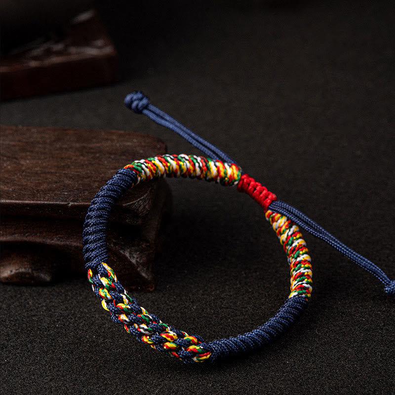 Wear FengShui Tibetan Handmade Colorful King Kong Knot Luck Braid String Bracelet