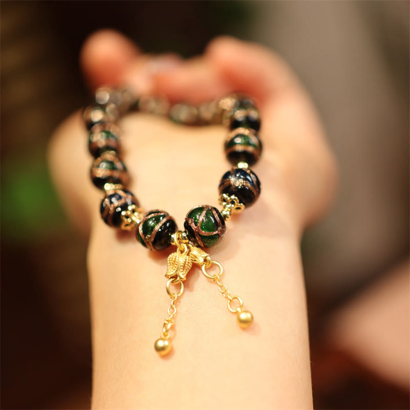 Wear FengShui Tibetan Gold Swallowing Beast Family Five God Of Wealth Thangka Fortune Bead Bracelet
