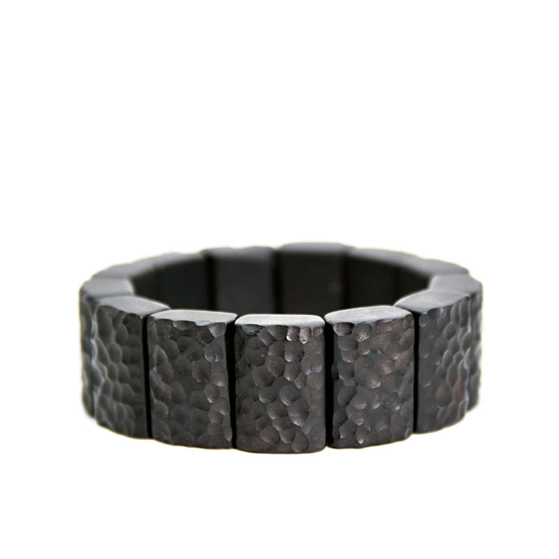 Wear FengShui Vintage Ebony Wood Texture Peace Couple Bracelet